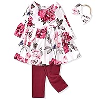 Aalizzwell Toddler Girls Floral Tunic Outfit for Fall Winter