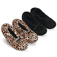 Women's Memory Foam House Fluffy Ballerina Slippers Ballet Shoes Fuzzy Cute Faux Fur Closed Toe Slip On Indoor Slippers