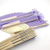 Personalized Fans for Wedding Favors,Custom Fans,Handheld Paper Fans Paper Folding Fans with Bamboos for Wedding Gift, Party, Home, DIY,Bride (Purple,24pcs)