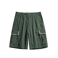Mens Cargo Shorts Big and Tall Elastic Waist Drawstring Cotton Shorts Casual Summer Outdoor Hiking Shorts with Pocket