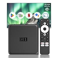 Android 11.0 TV Box,4GB RAM+32GB ROM, G1 Smart TV Box with Voice Remote Control, 4K60fps HDR 10+, 2.4+5G WiFi 6, BT 5.0, Dolby Vision&Audio, Google Assistant/Chromecast