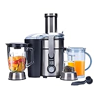 Juicer Machine, Blender & Grinder Combo 3 in 1 for Smoothies, Juice, Processing, Grinding & More 1300W Centrifugal Juice Extractor for Fruit Vegetable with 5 Speeds LCD Screen, Easy to Clean