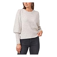 Vince Camuto Womens Gray Ribbed Pleated Balloon Sleeve Crew Neck Sweater XL