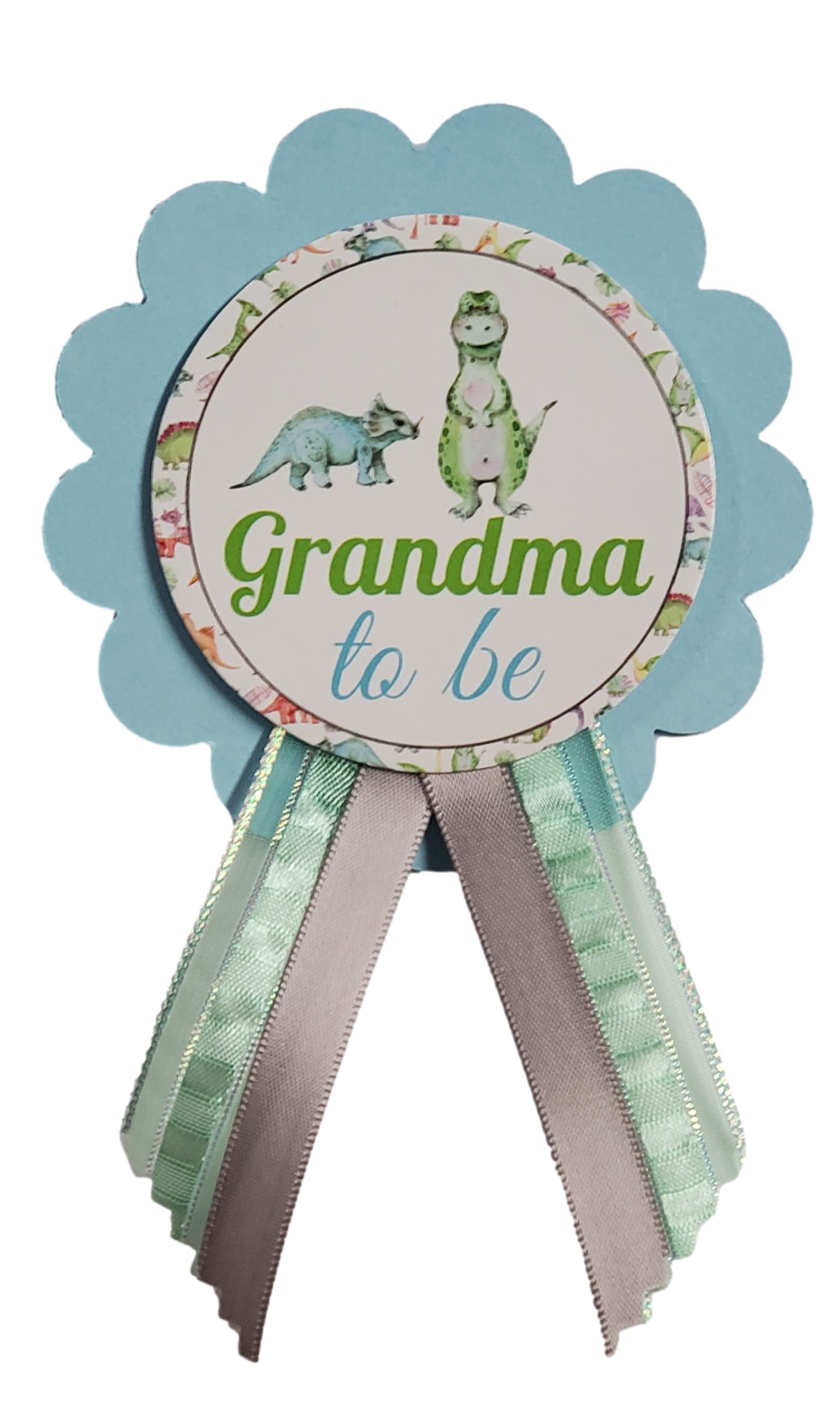 Grandma to Be Pin Dinosaur Baby Shower Pin for Nona to wear, Blue & Green, It's a Boy Baby Sprinkle Tyrannosaurus Decorations Badge Button