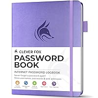 Clever Fox Password Book with alphabetical tabs. Internet Address Organizer Logbook. Small Pocket Password Keeper for Website Logins (Lavender)