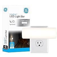 GE Ultrabrite LED Light Bar Night Light, 200 Lumens, 1 Pack, Dusk-to-Dawn Sensor, Auto/On/Off Switch, Plug-in, Ideal for Dark Spaces, Bedroom, Bathroom, Kitchen, Hallway, Garage, White, 47867