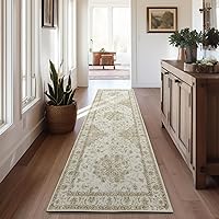 jinchan Hallway Runner Rug 2x8 Low Pile Vintage Washable Runner Rug with Rubber Backing Non Slip Carpet Runner for Farmhouse Kitchen Laundry Room Entryway Bathroom Living Room Taupe