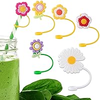 6Pcs Silicone Straw Cover Cap for Stanley Reusable Colored Dust-Proof Flower Blossom Cute Drinking Straw Tips Set Straws Plug Lids Compatible with 6-8 mm(0.3 Inch) 30 40 Oz Cup for Home Outdoor