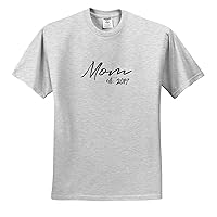 3dRose Mom Established 2019. Black Felt Pen Lettering on White Background. - T-Shirts (ts_346034)