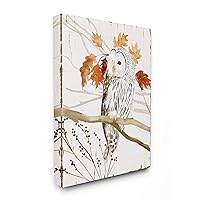 Stupell Industries Owl in Fall Forest Animal Watercolor Painting Canvas Wall Art, 16 x 20, Design by Artist Victoria Borges