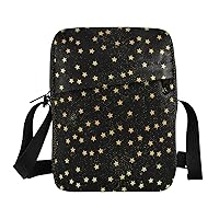 Gold Star Messenger Bag for Women Men Crossbody Shoulder Bag Cell Phone Pouch Purse Casual Small Shoulder Bags with Adjustable Strap for Travel Workout