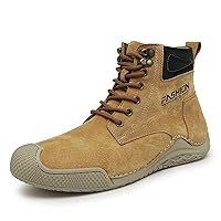 Men's Retro Leather High Top Hiking Sneakers Fashion Warm Fur Lined Outdoor Waterproof Non-Slip Traing Snow Chukka Boots