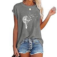 SNKSDGM Tank Tops for Women Cap Sleeve Workout Summer T-Shirts Cute Printed Sleeveless Crew Neck Running Casual Athletic Tees