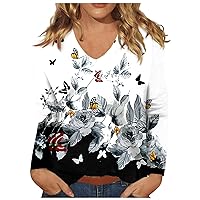 Fall Long Sleeve Shirts for Women Fashion O-Neck Long Sleeve Pullover Printed Tunic Tops Casual Tees Loose Blouses