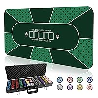 Poker Party Supplies: Texas Holdem Poker Mat with 500pc Poker Chip Set