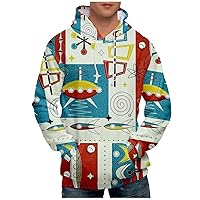 Men's Print Oversized Sweaterwear Fashion Casual Padded Pullover Tops Long Sleeve Fall Loose Hoodies Sweatshirt Personalized Sweatshirts for Men Mens Baggy Sweater Mens Hoodie Blouse Tops