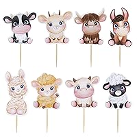 RAYNAG 32 Pieces Farm Animal Cupcake Toppers Cute Animal Cupcake Topper Farmhouse Cupcake Topper Rustic Cow Sheep Donkey Food Picks Cake Decorations for Birthday Baby Shower Animal Theme Party Favors
