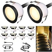LED Deck Lights Outdoor 10 Pack, Φ1.22 Recessed Step Lights Black with Photocell, 12V Low Voltage IP67 Waterproof Warm White SMD LED Lighting for Deck, Stairs, Step, Yard, Patio, and Pathway