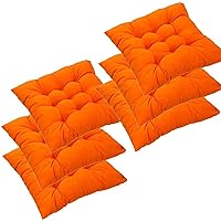 Set of 6 Chair Cushion,Indoor/Outdoor Thickened Chair Pads,Patio Cushion with Ties Outdoor Seat Cushions Wicker Seat Cushions for Dining Chairs Soli,40X40cm(Color:Orange)