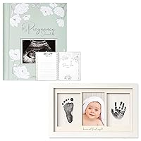 KeaBabies Pregnancy Journal, Pregnancy Announcements and Inkless Baby Hand And Footprint Kit Frame - 80 Pages Hard Cover Pregnancy Book For Mom To Be Gift - Personalized Baby Picture Frame for Newborn