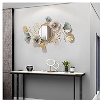 Metal Decorative Wall Mirrors for Living Room,Large Metal Wall Mirrors Ginkgo Leaf Wall Decor Mirror for Entrance Bedroom Living Room,94 * 52cm
