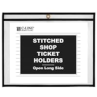 C-Line Stitched Shop Ticket Holders, Both Sides Clear, Open Long Side, 12 x 9 Inches, 25 per Box (49912)