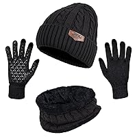Winter Beanie Hats Scarf Gloves Set Thick Warm Slouchy Beanies Hat Knit Skull Cap Neck Warmer for Men Women