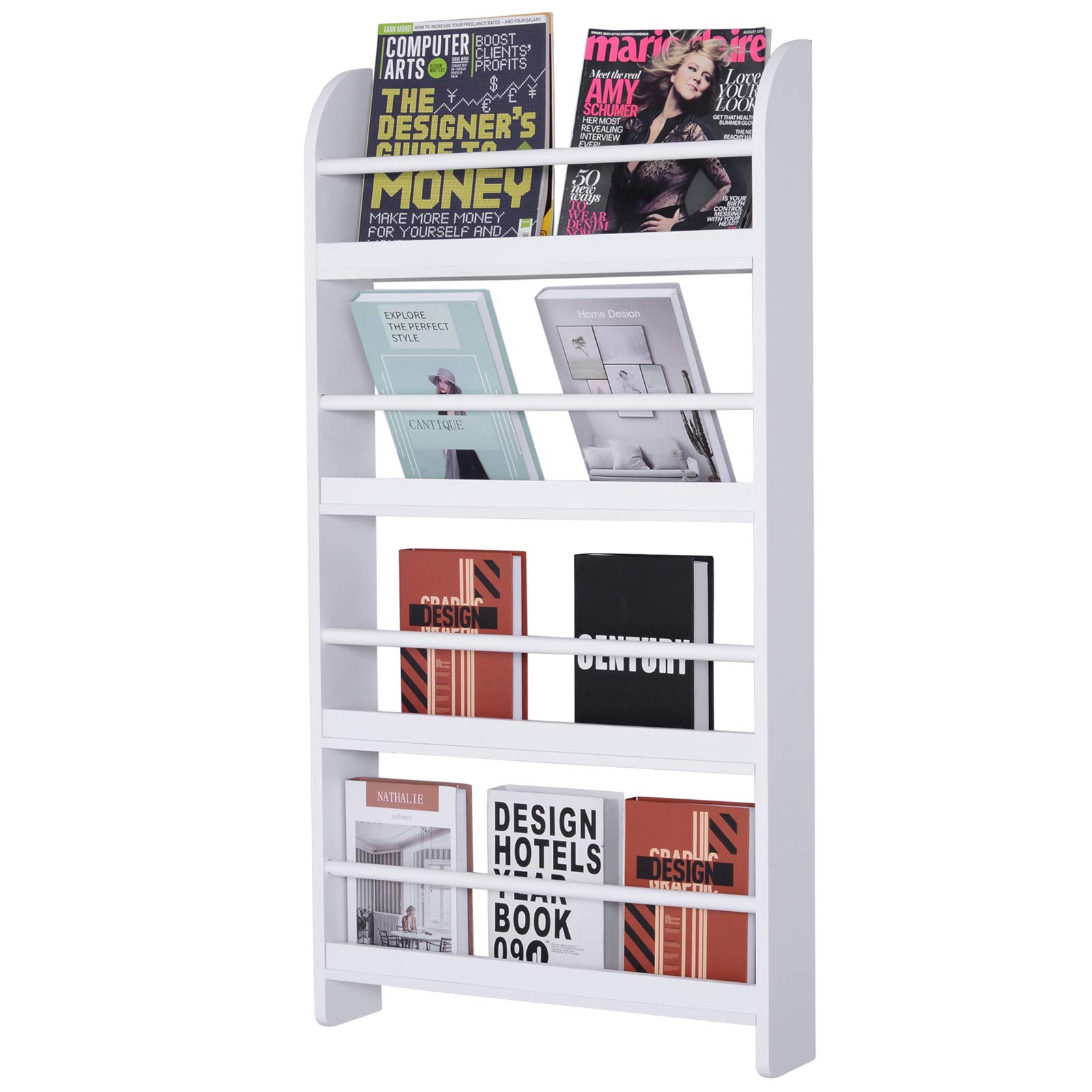 Mua HOMCOM Wood Wall/Standing Magazine Holders Book Rack Shelf 4 ...