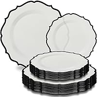 Contemporary Collection Combo Clear Plates with Black Rim - 7.5