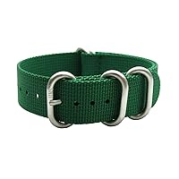 HNS 24mm Green Heavy Duty Ballistic Nylon Watch Strap With 5 Brushed Rings ZU071