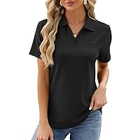 Ladies V Neck Dressy Shirts Summer Trendy Tops for Women Classy Work Blouses Short Sleeve Business Plain T-Shirt