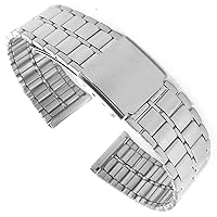 18mm T&C Stainless Semi-Solid Link Silver Tone Lock Clasp Watch Band J3347