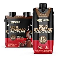 Optimum Nutrition Gold Standard Protein Shake, 24g Protein, Ready to Drink Protein Shake, Gluten Free, Vitamin C for Immune Support, Chocolate, 11 Fl Oz, Pack of 4 (Packaging May Vary)