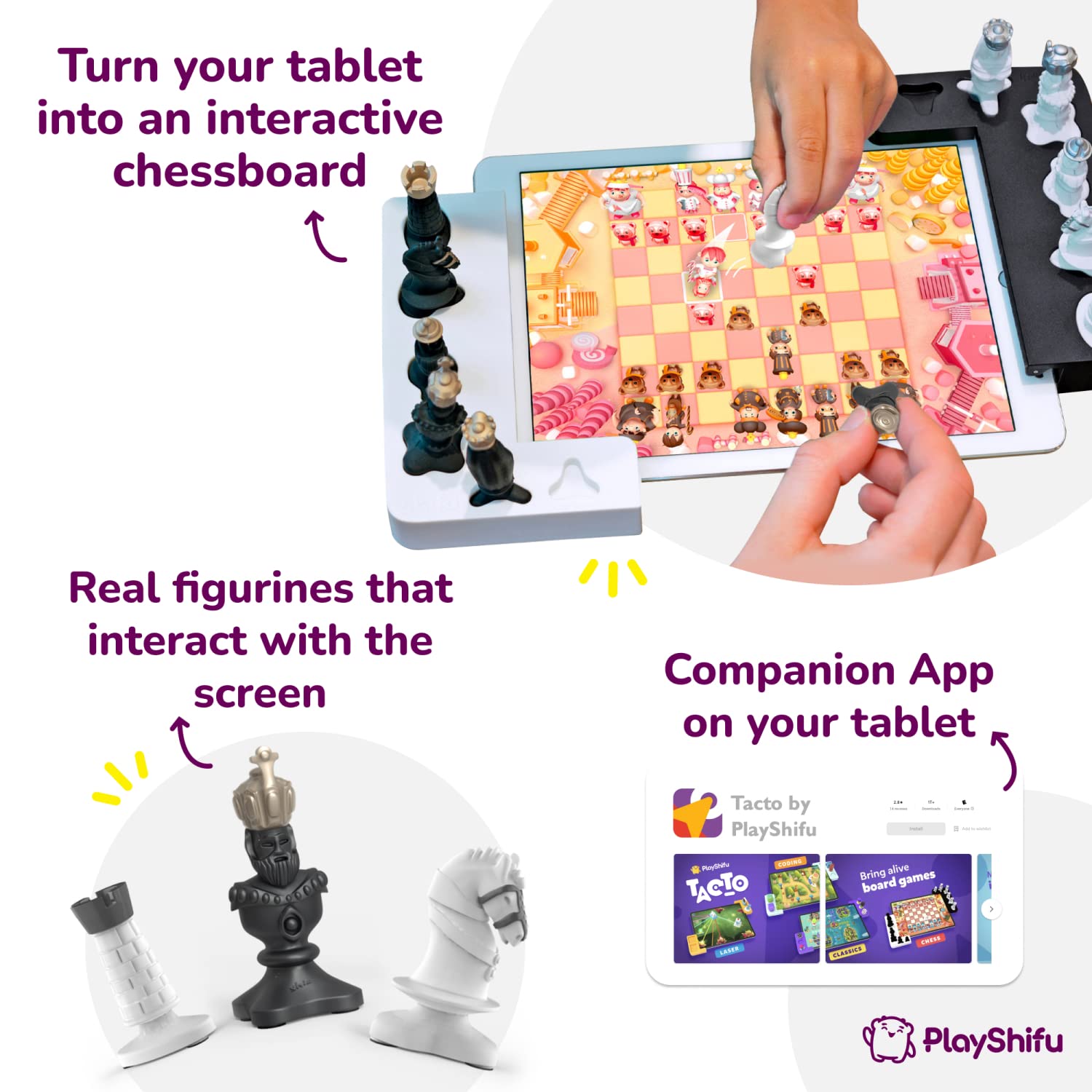 Tacto Chess by PlayShifu (App Based) - Real Figurines, Digital Games | Interactive Story-Based Chess Game Set | Brain Games | Educational Gifts for Boys and Girls Ages 6 & up (Tablet not Included)