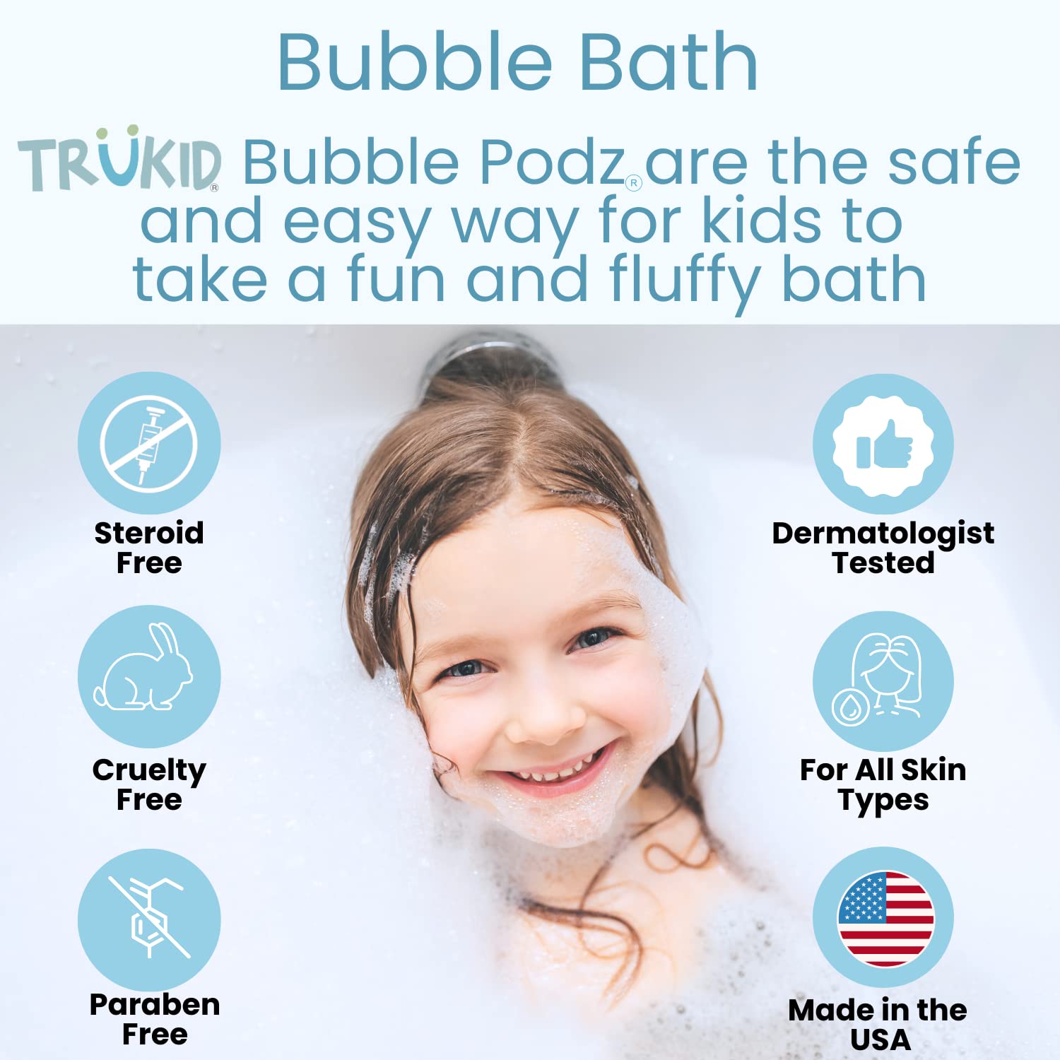 TruKid Bubble Podz Bubble Bath for Baby & Kids, Gentle Refreshing Bath Bomb for Sensitive Skin, pH Balance 7 for Eye Sensitivity, Natural Moisturizers and Ingredients, Watermelon (24 Podz)