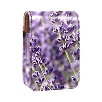 Lavender Flower Purple Lipstick Case with Mirror for Purse Portable Case Holder Organization
