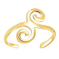 Jewelry Affairs 14K Yellow Gold Swirl Design Cuff Style Adjustable Toe Ring