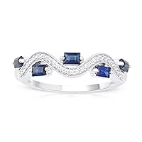1/20ct TDW Diamond Sapphire Gemstone Halo Ring in 10k White Gold
