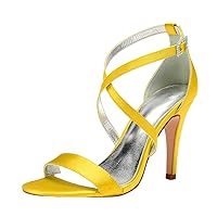 Womens Cross Heeled Sandals Strappy High Heels Party Wedding Shoes Open Toe Bride