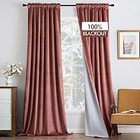 MIULEE 100% Blackout Velvet Curtains Dusty Rose Pink Thermal Insulated Curtain Drapes for Luxury Bedroom Living Room Darkening 84 Inches Long Black Out Curtain Panels Rod Pocket Set of 2