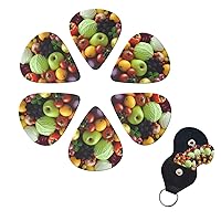 Fresh Fruits and Vegetables Print Guitar Pick 6 Pack With Guitar Pick Storage Bag Guitar Plectrums Pick 0.46mm 0.96mm 0.71mm Guitar Accessories for Bass Electric Acoustic Guitars Ukulele