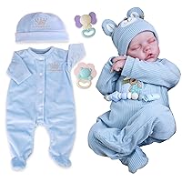 Aori 18 Inch Lifelike Reborn Baby Dolls Realistic Baby Doll Set and Blue Outfit Accssories for 17-20 Inch Dolls