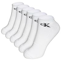 Calvin Klein Men's CK Logo Cushion No-Show Socks - 6 Pack (One Size, White)