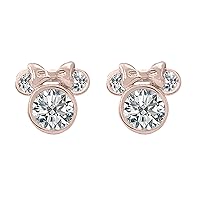 Women's and Girls Mouse 14K Gold Over Sterling Silver Cz Stud Earrings Simulated Diamond Ear Studs For Her Gifts