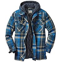 Men'S Autumn And Winter Thick Cotton-Padded Jacket Plaid Long-Sleeved Loose-Fitting Hooded Jacket