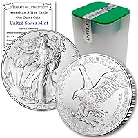 2024 - Lot of (10) 1 oz American Eagle Silver Bullion Coins Brilliant Uncirculated in Original United States Tube and Certificates of Authenticity $1 Seller BU