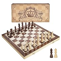 QUEENS GAMBIT Magnetic Folding Wood Large Chess Set Adult Kid Felted Game Board 