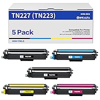 TN227 TN-227BK/C/M/Y High Yield Toner Cartridge Compatible for Brother TN-223BK/C/M/Y HL-L3290CDW HL-L3270CDW MFC-L3770CDW HL-L3210CWPrinter 5 Pack