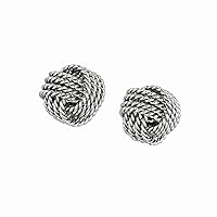 Silver with Rhodium Finish 9.0mm Shiny Textured Love Knot Earring