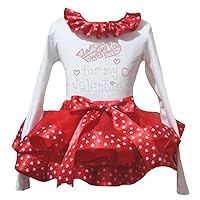 Petitebella Wild for My Valentine White L/S Shirt Red Heart Petal Skirt Nb-8y